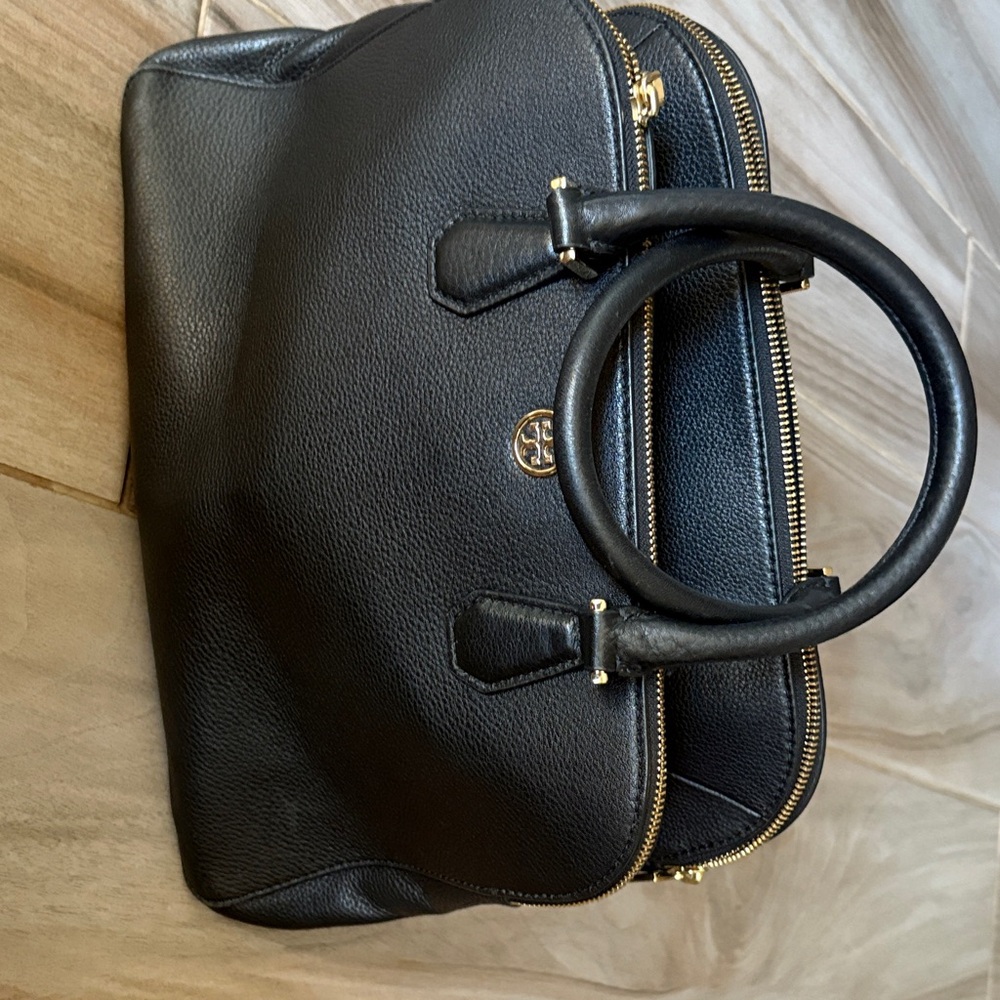 Tory Burch Black Satchel with Gold Accents